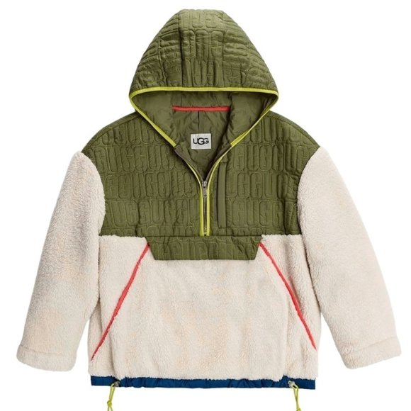 UGG NWOT Iggy Sherpa Half Zip Pullover in Natural Multi Size Large
